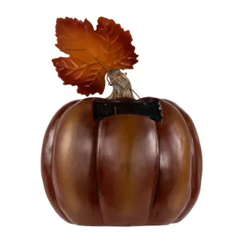 Northlight "8"" Lighted Solar Powered Floral Fall Harvest Pumpkin Outdoor Decoration" Thanksgiving Yard Art