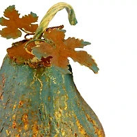 Northlight 14" Orange And Gold Elongated Autumn Pumpkin Metal Thanksgiving Tabletop Decor