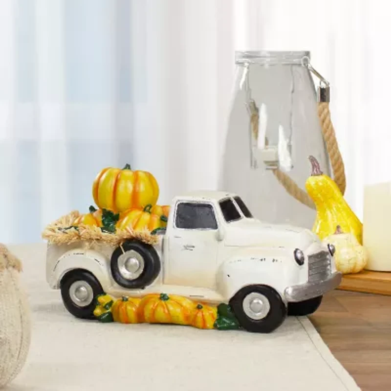 Northlight 11.25" Truck Full Of Pumpkins And Hay Figure Thanksgiving Tabletop Decor
