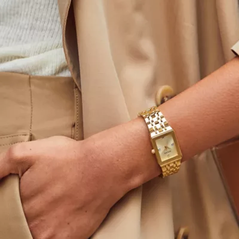 Bulova Quadra Womens Gold Tone Stainless Steel Bracelet Watch 97p140