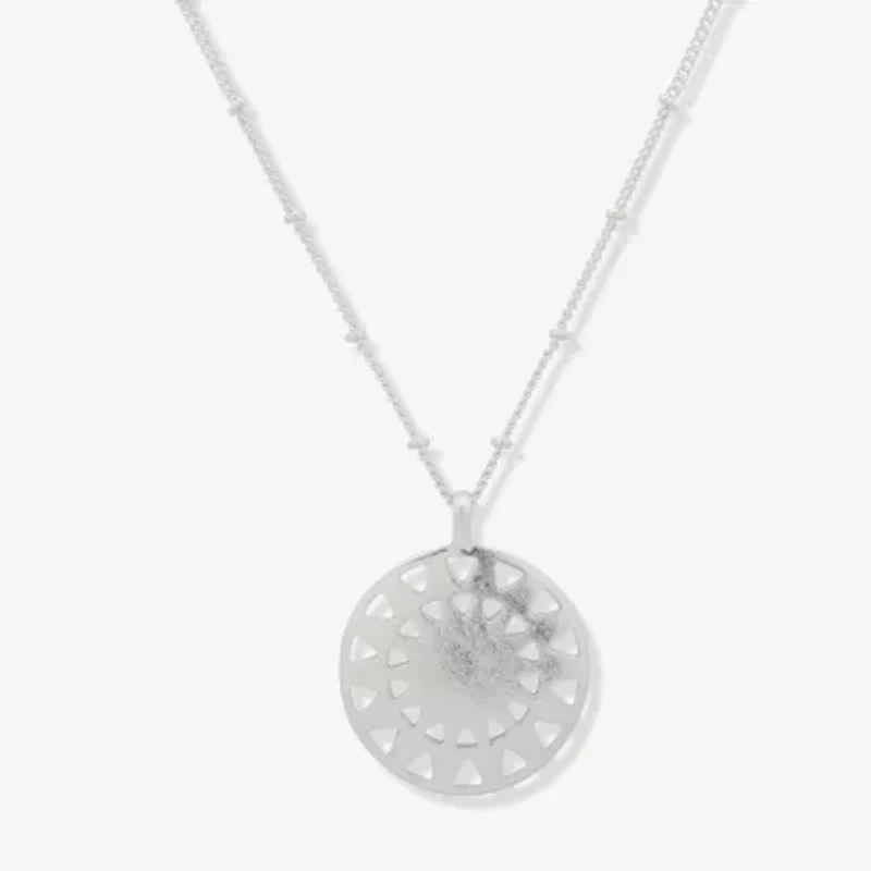 a.n.a Silver Tone Coin Womens 17 Inch Pendant Necklace