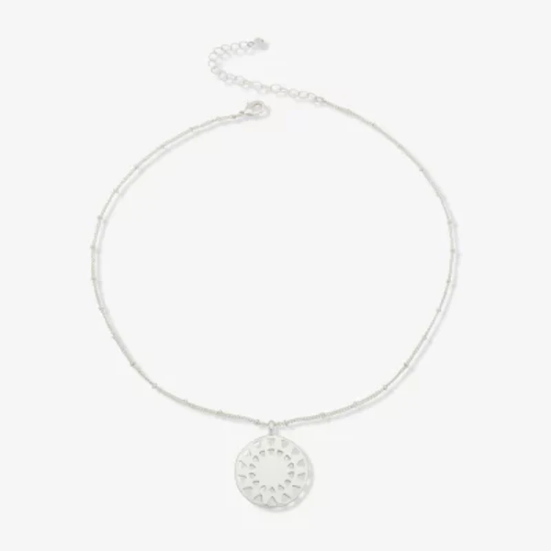 a.n.a Silver Tone Coin Womens 17 Inch Pendant Necklace