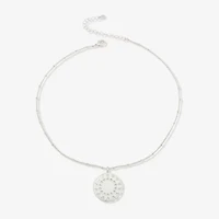 a.n.a Silver Tone Coin Womens 17 Inch Pendant Necklace