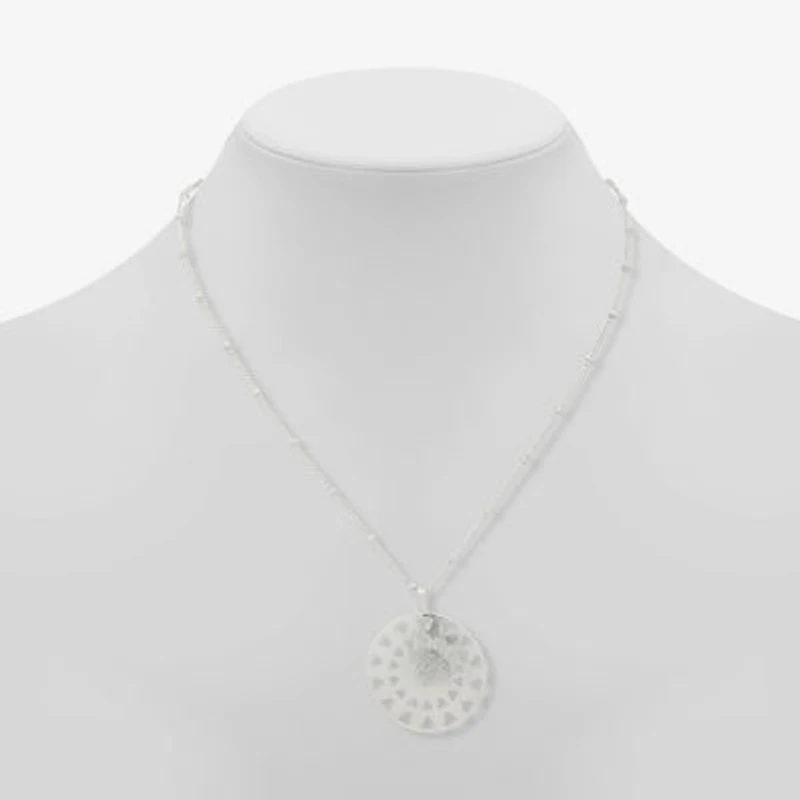 a.n.a Silver Tone Coin Womens 17 Inch Pendant Necklace