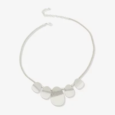 a.n.a Silver Tone Frontal Womens 18 Inch Collar Necklace