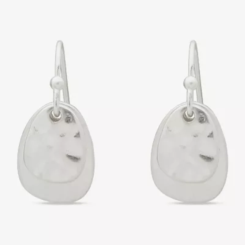 a.n.a Silver Tone Hammered Womens Drop Earrings