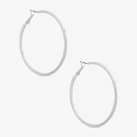 a.n.a Silver Tone Womens Stainless Steel 57.6mm Hoop Earrings