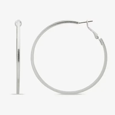a.n.a Silver Tone Womens Stainless Steel 57.6mm Hoop Earrings