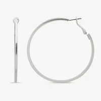 a.n.a Silver Tone Womens Stainless Steel 57.6mm Hoop Earrings