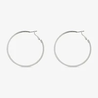 a.n.a Silver Tone Womens Stainless Steel 57.6mm Hoop Earrings