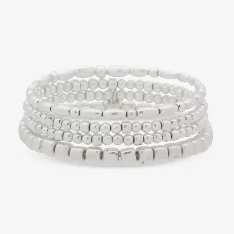 a.n.a Silver Tone Womens 4-pc. Beaded Bracelet Set