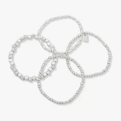 a.n.a Silver Tone Womens 4-pc. Beaded Bracelet Set