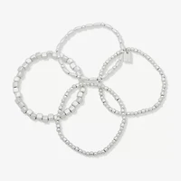 a.n.a Silver Tone Womens 4-pc. Beaded Bracelet Set