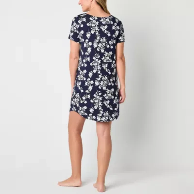 Liz Claiborne Cool and Calm Womens Crew Neck Short Sleeve Nightshirt