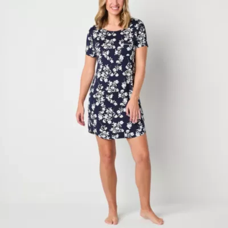 Liz Claiborne Cool and Calm Womens Crew Neck Short Sleeve Nightshirt