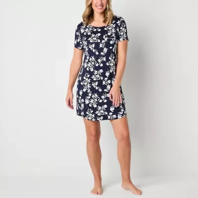 Liz Claiborne Cool and Calm Womens Crew Neck Short Sleeve Nightshirt