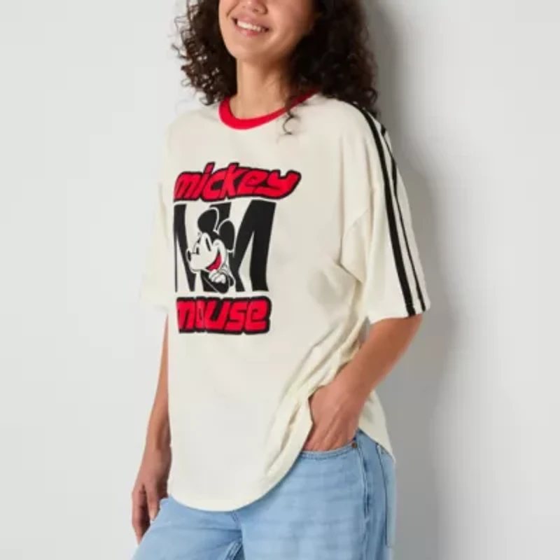 Speed Racer Oversized Tee Womens Juniors Crew Neck Short Sleeve Oversized Mickey and Friends Graphic T-Shirt