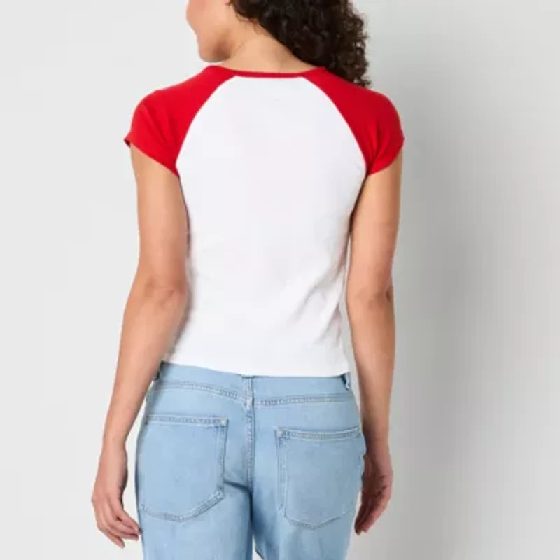 Ripple Junction Cholula Raglan Semi Fit Cropped Tee Girls Juniors Crew Neck Short Sleeve Fitted Graphic T-Shirt