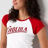 Ripple Junction Cholula Raglan Semi Fit Cropped Tee Girls Juniors Crew Neck Short Sleeve Fitted Graphic T-Shirt
