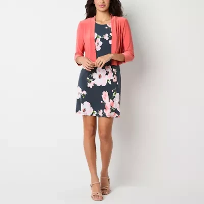 Perceptions Womens Floral Jacket Dress