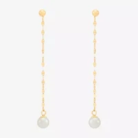 Womens White 10K Gold Drop Earrings
