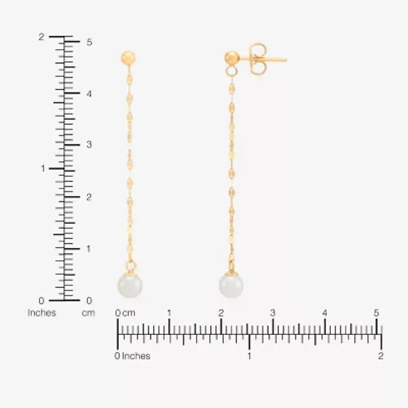 Womens White 10K Gold Drop Earrings