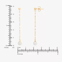 Womens White 10K Gold Drop Earrings