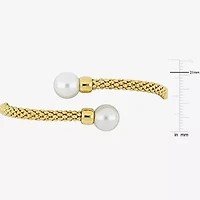 Womens Sterling Silver Cuff Cultured Freshwater Pearl Bracelet