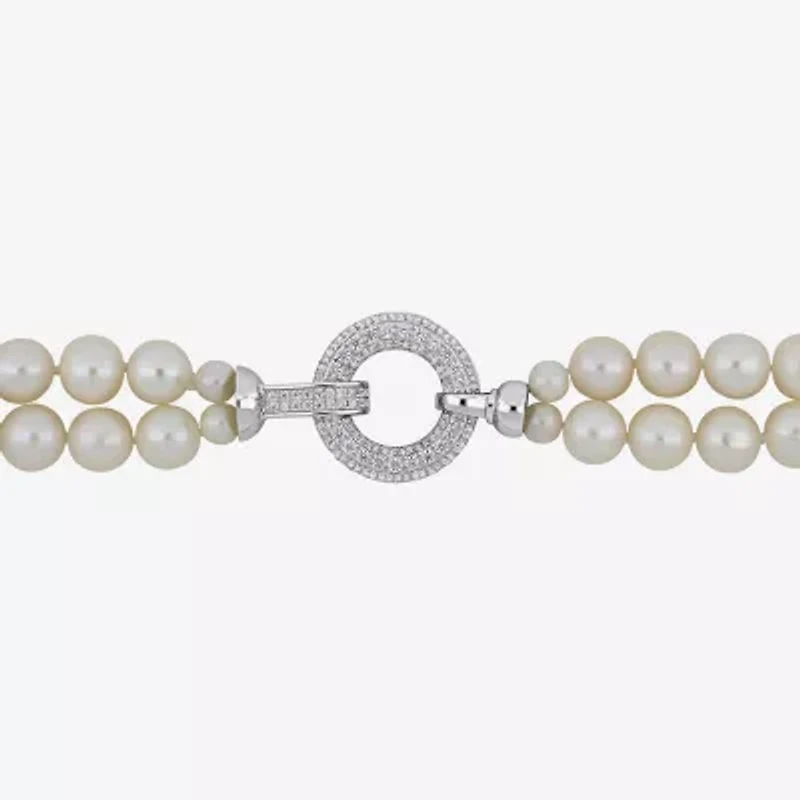 Womens White Sterling Silver 17 Inch Strand Necklace