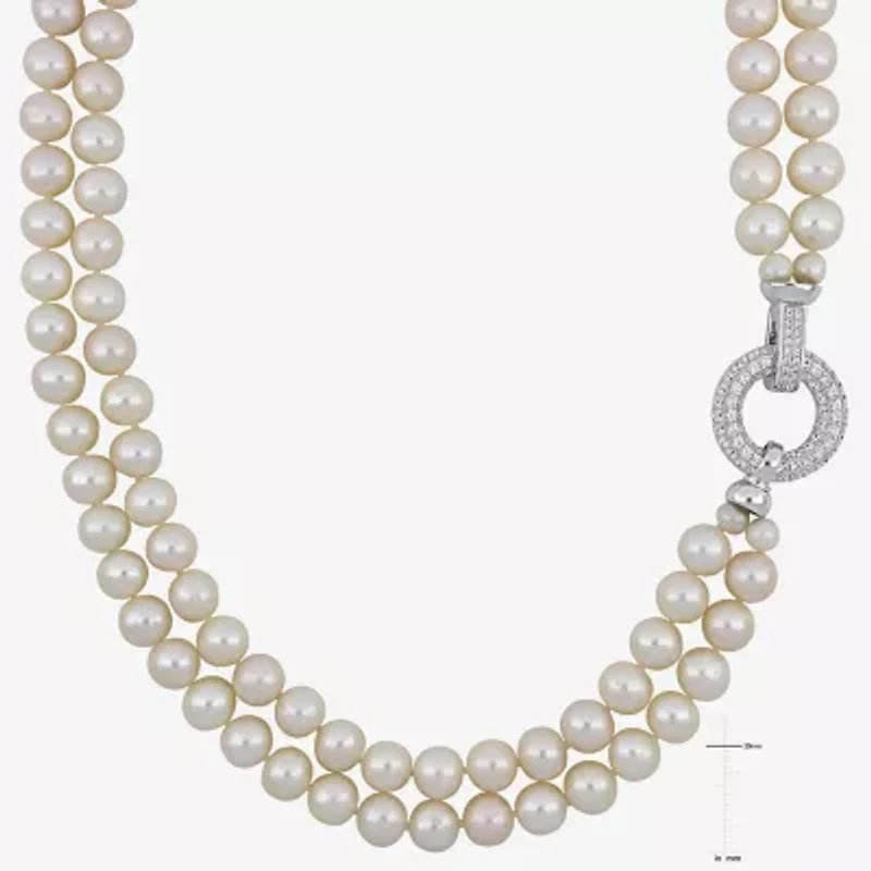 Womens White Sterling Silver 17 Inch Strand Necklace