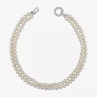 Womens White Sterling Silver 17 Inch Strand Necklace