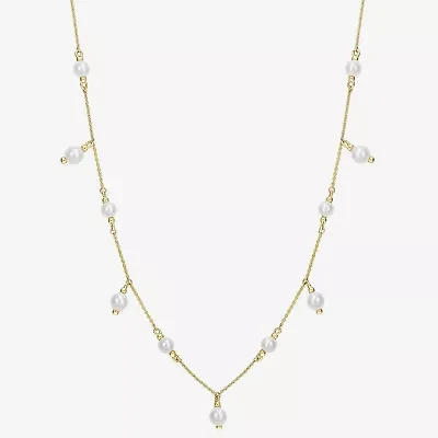 Womens White Cultured Freshwater Pearl 10K Gold 16 Inch Pendant Necklace