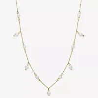 Womens White Cultured Freshwater Pearl 10K Gold 16 Inch Pendant Necklace