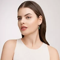 Womens Diamond Accent Genuine Green Jade 18K Gold Over Silver Circle Drop Earrings