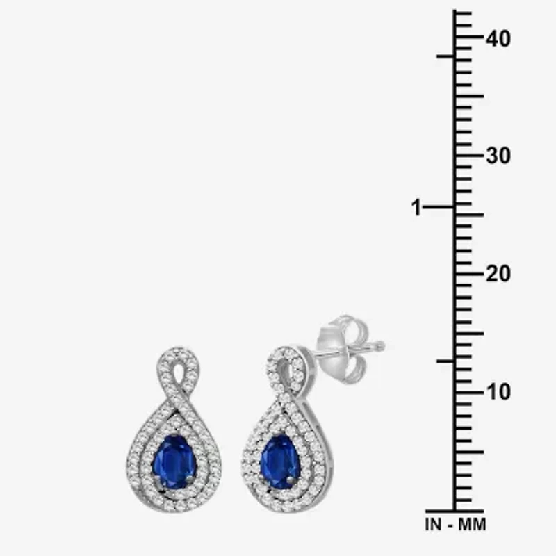 Womens Pear-cut Gemstone & 1/4 CT. T.W. Natural Diamond 10K Gold Drop Earrings