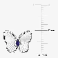 Lab Created Blue Sapphire Sterling Silver 12mm Butterfly Stud Earrings