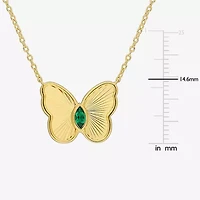 Womens Mother of Pearl & Gemstone Sterling Silver Butterfly Pendant Necklace