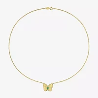 Womens Mother of Pearl & Gemstone Sterling Silver Butterfly Pendant Necklace