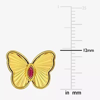 Lab Created Red Ruby 18K Gold Over Silver 12mm Butterfly Stud Earrings