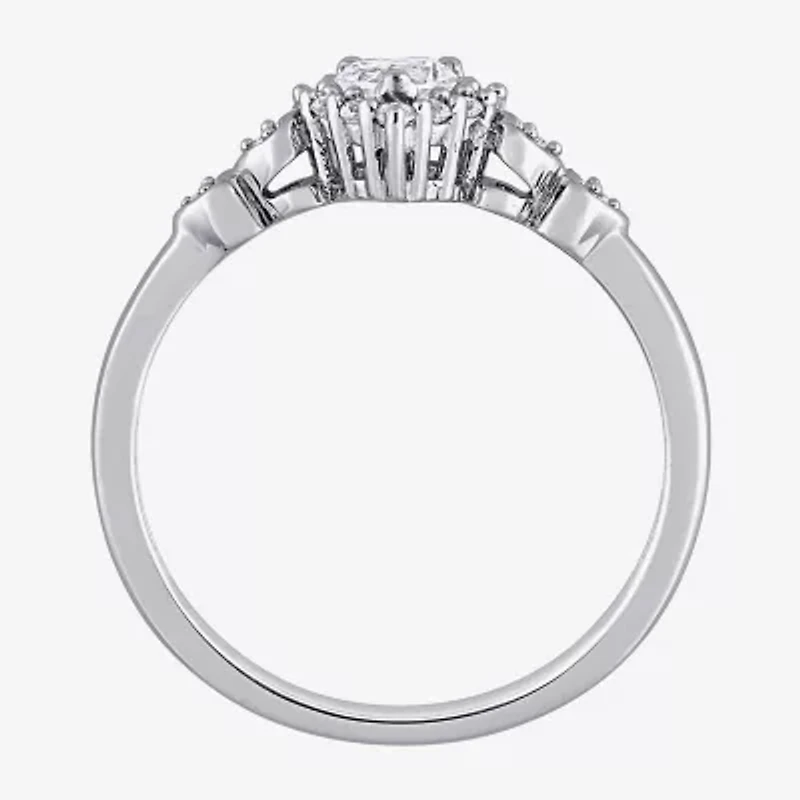 Womens Diamond Accent Lab Created Sapphire Sterling Silver Heart Cocktail Ring