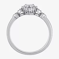 Womens Diamond Accent Lab Created Sapphire Sterling Silver Heart Cocktail Ring