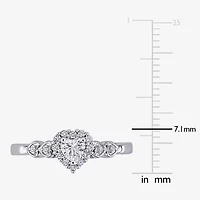 Womens Diamond Accent Lab Created Sapphire Sterling Silver Heart Cocktail Ring