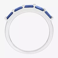 Womens Genuine Blue Sapphire 10K White Gold 5-Stone Band