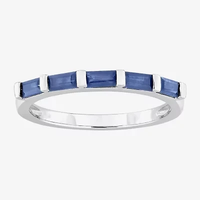 Womens Genuine Blue Sapphire 10K White Gold 5-Stone Band