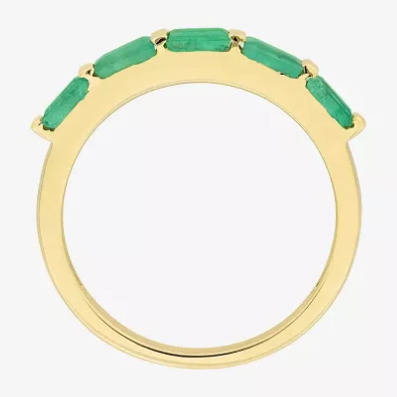 Womens Genuine Green Emerald 10K Gold 5-Stone Band