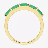 Womens Genuine Green Emerald 10K Gold 5-Stone Band