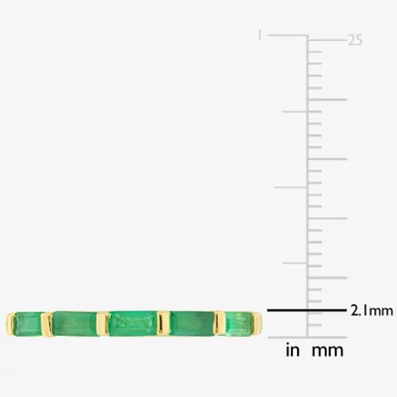 Womens Genuine Green Emerald 10K Gold 5-Stone Band