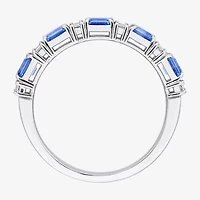 Womens 2.5MM 1/3 CT. T.W. Genuine Blue Sapphire 14K White Gold 5-Stone Band