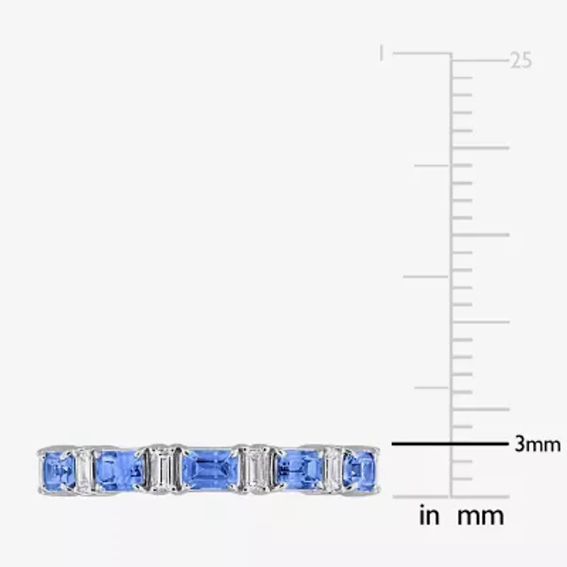Womens 2.5MM 1/3 CT. T.W. Genuine Blue Sapphire 14K White Gold 5-Stone Band