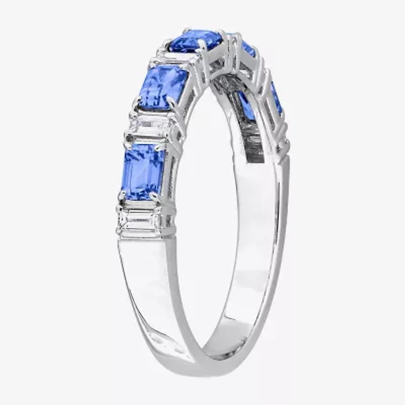 Womens 2.5MM 1/3 CT. T.W. Genuine Blue Sapphire 14K White Gold 5-Stone Band